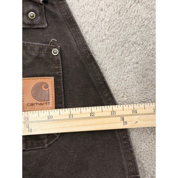 Carhartt Custom utility Shortails Brown Duck Canvas Patchwork Workwear Overalls - Picture 8 of 11
